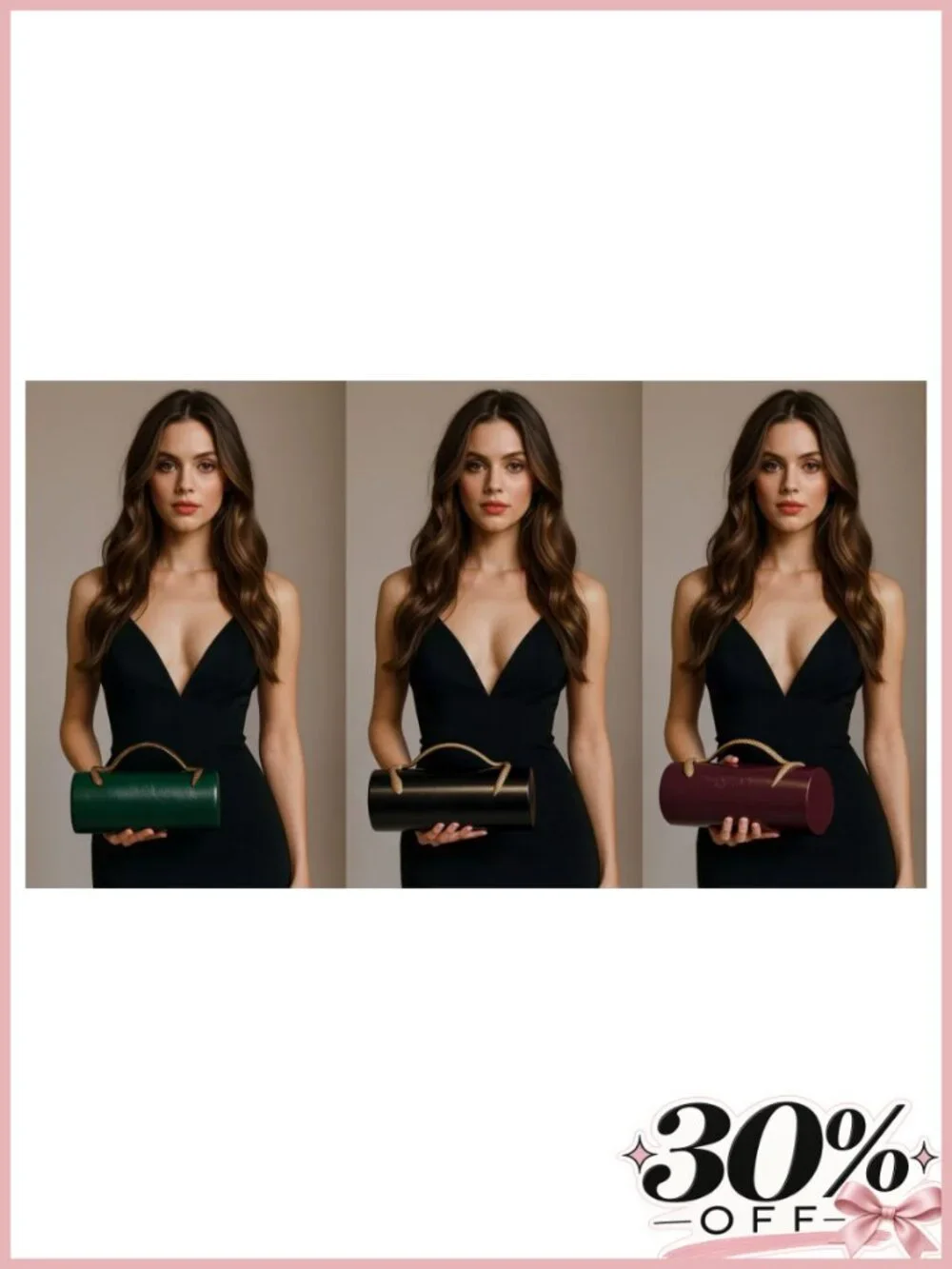 Faux Leather Evening Clutch with Snake Handle Removable Chain Strap